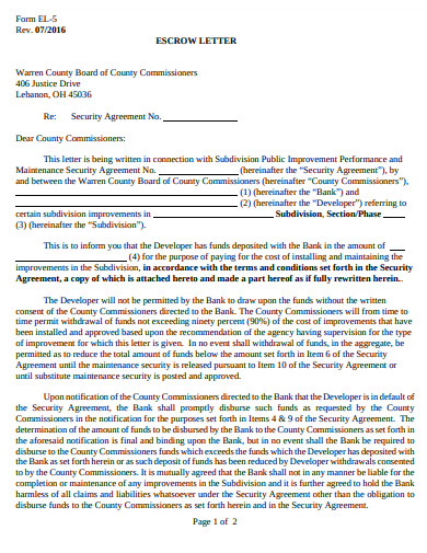 11  Escrow Letter Templates in PDF MS WORD