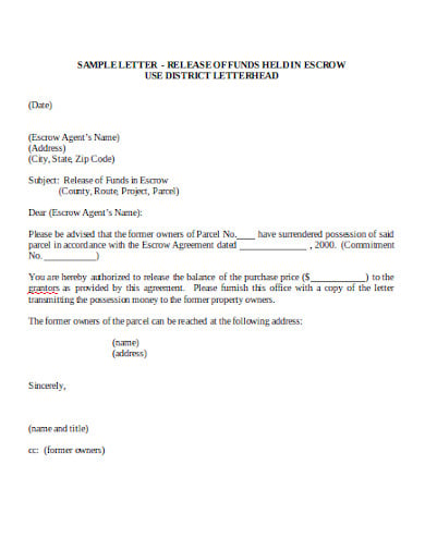 escrow letter in doc