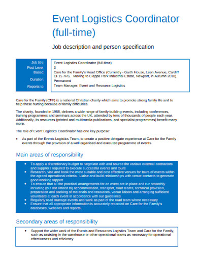 10 Logistics Coordinator Job Description Templates In PDF MS Word