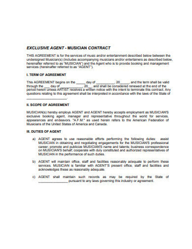 exclusive-musician-agency-contract-template