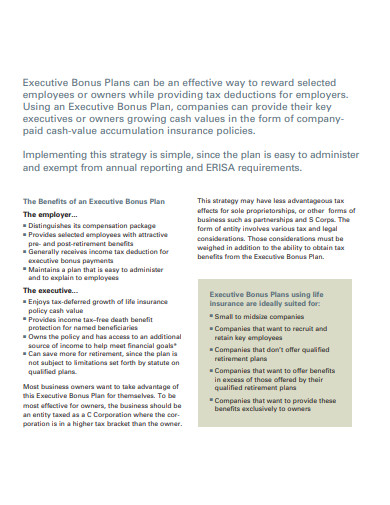 executive bonus plan format