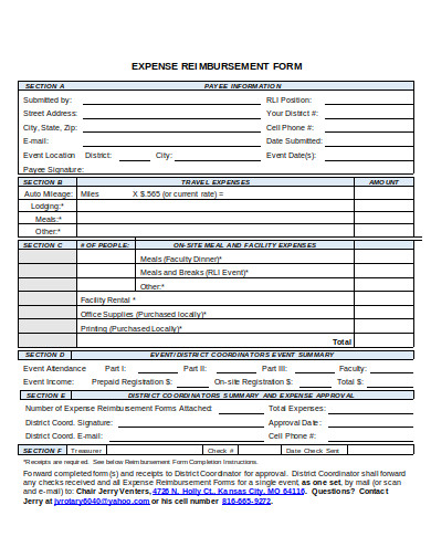 expense reimbursement form template