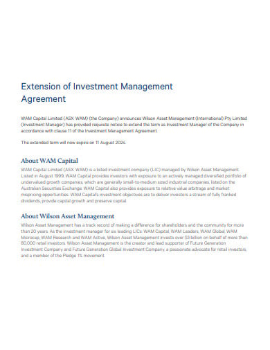 extension of investment management