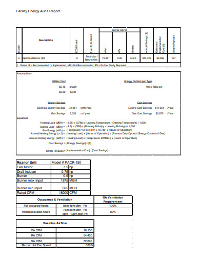 facility energy audit report template