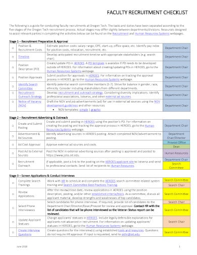 faculty recruitment checklist in pdf