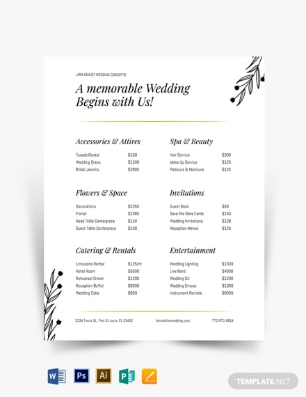 fall-wedding-event-price-list-template