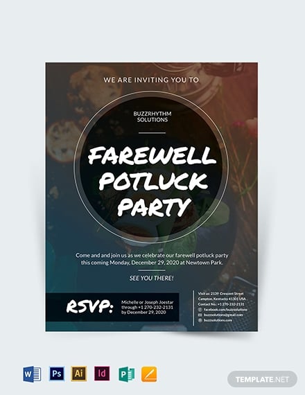 farewell potluck flyer template