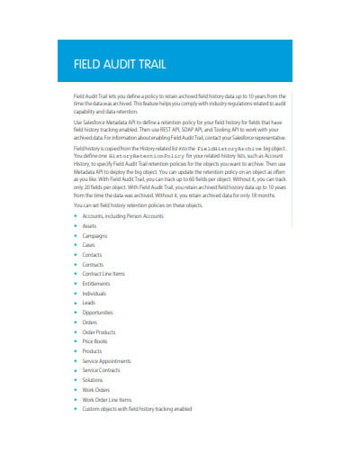 field audit trail template