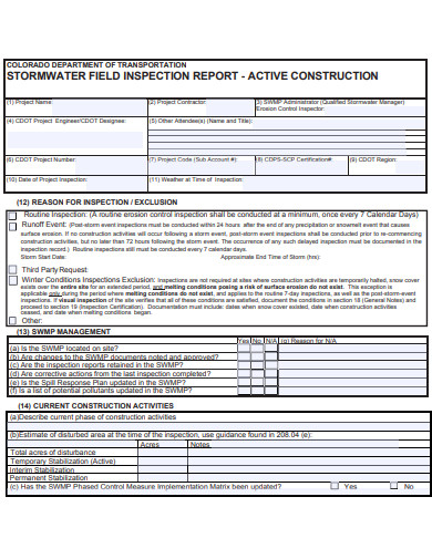 field inspection report form template