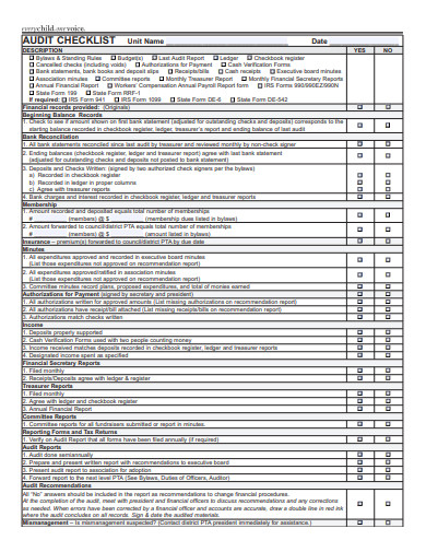 9+ Financial Audit Checklist Template in PDF | DOC