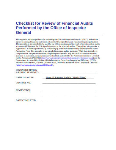 financial audit review checklist