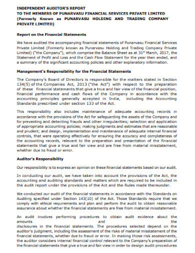 financial independent auditor report