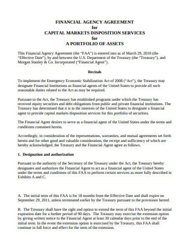 financial managing agency agreement template