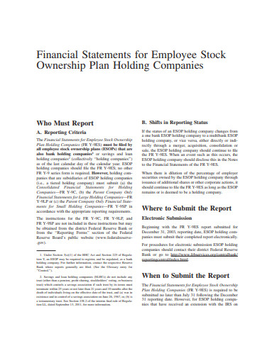 financial statements for employee stock ownership plan