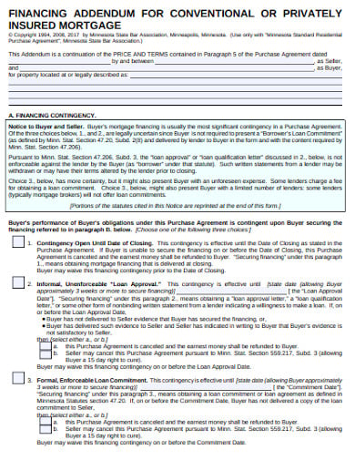 financing conventional mortgage template