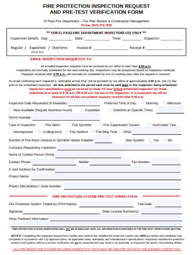 fire protection inspection request form