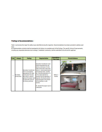 fire safety inspection report template