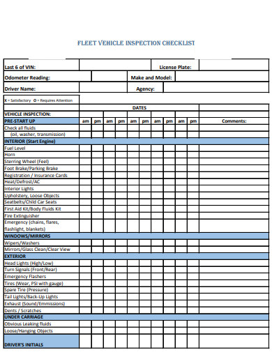 10+ Weekly Vehicle Inspection Form Templates in PDF