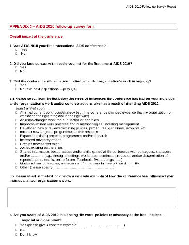 follow up survey report form template