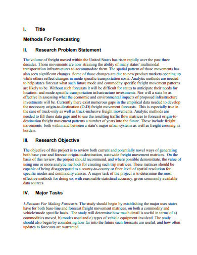 forecasting research problem statement template