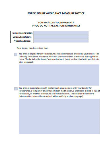 12  Foreclosure Notice Templates in PDF DOC