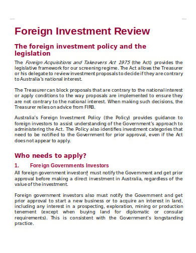 foreign property investment report