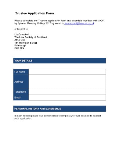 formal-charity-trustee-application-form-template