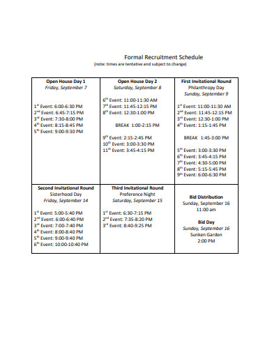 6+ Recruitment Schedule Templates in PDF | MS Word