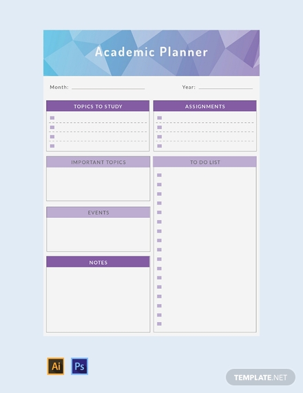 free academic planner template