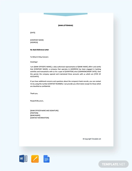 13 Sample Bank Reference Letter Templates Pdf Doc 