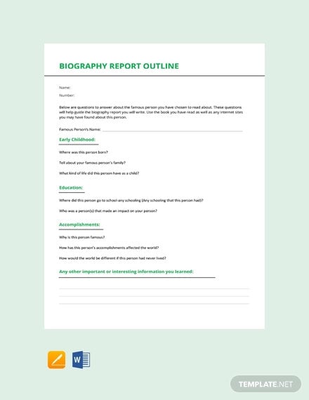 free biography report outline template