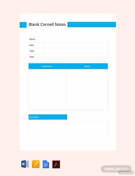 free blank cornell notes template
