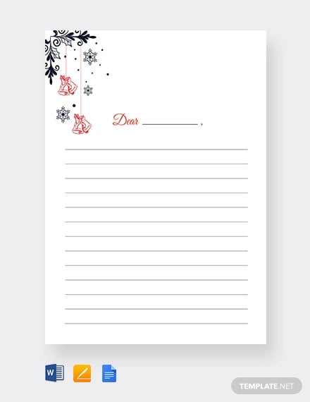 free christmas bells writing paper lined template1