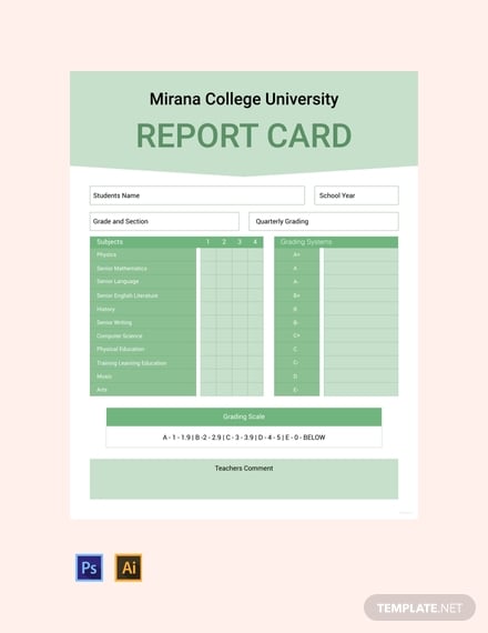 free college report card template 440x570 1