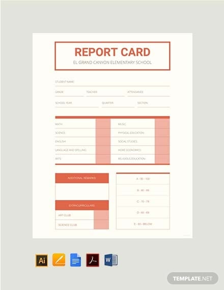 free elementary school report card template 1 1