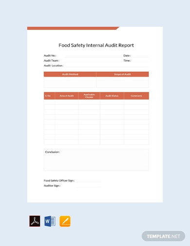 free food safety internal audit report template