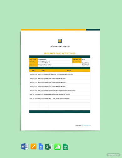 free freelance daily activity log template