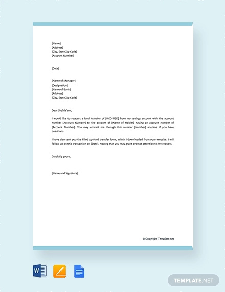 16+ Fund Transfer Letter Templates - PDF, Doc, Apple Pages, Google Docs