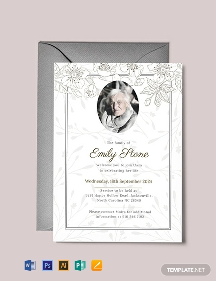 free funeral announcement invitation template 440x570