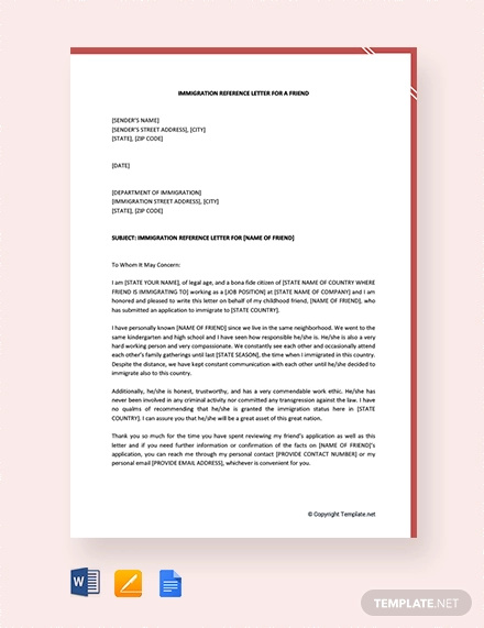 12 Immigration Reference Letter Templates Word Pdf Apple