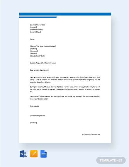 11  Maternity Leave Letter Templates PDF Word
