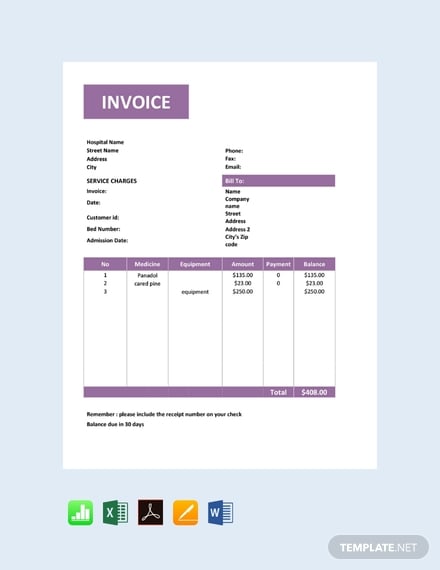 free medical service invoice template 440x570