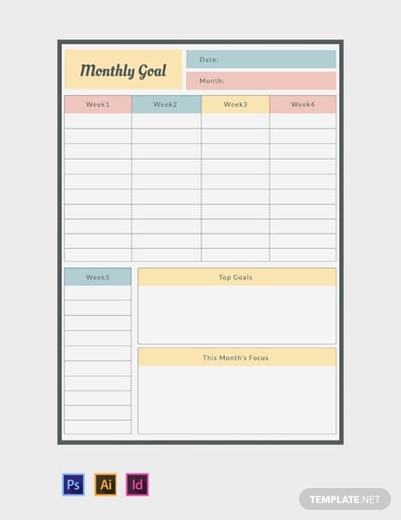 free monthly goal planner template