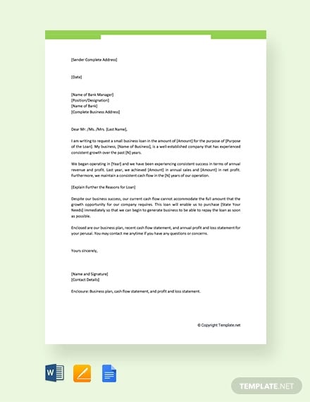 free new business loan request letter to bank manager