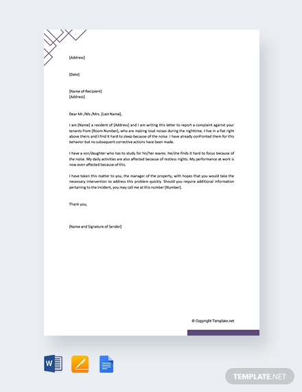 16 Noise Complaint Letter Templates Pdf Doc Free And Premium Templates