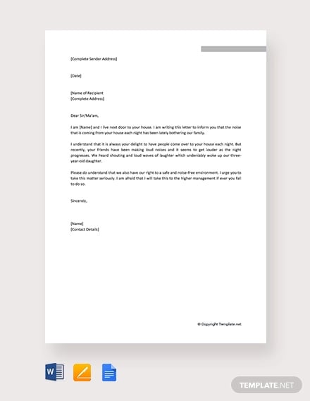 free-noise-complaint-letter-to-residents