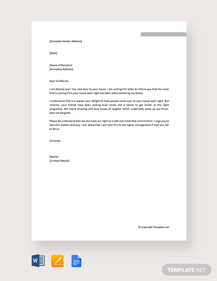 16-noise-complaint-letter-templates-pdf-doc