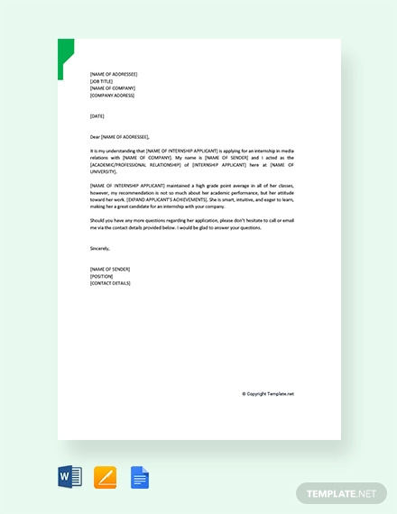 11+ Sample Internship Reference Letters - Free Samples, Examples Format ...