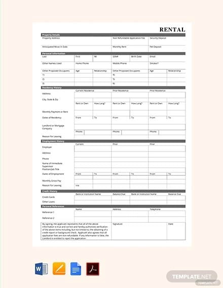 21 Printable Rental Application Templates