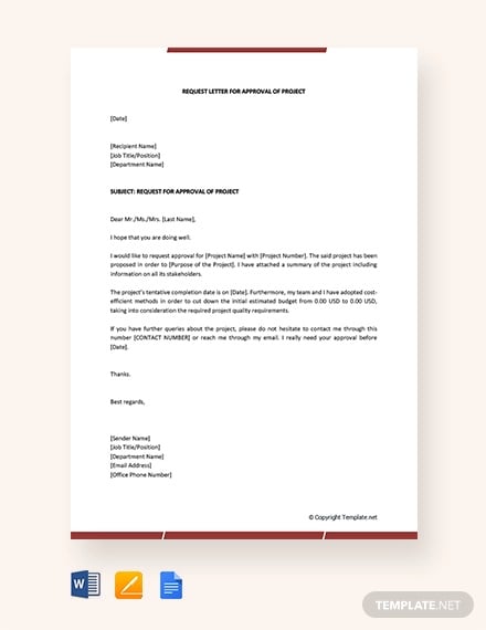free request letter for approval of project